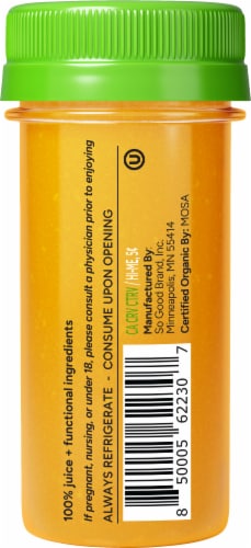 So Good So You® Pineapple Ginger Energy Drink Shot Bottle Perspective: left