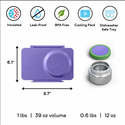 Omie OmieBox UP - Insulated Bento Lunch Box + 12 oz Thermos - Galaxy Purple Perspective: left