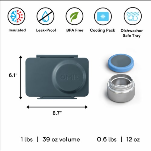 Omie OmieBox UP - Insulated Bento Lunch Box + 12 oz Thermos - Graphite Perspective: left