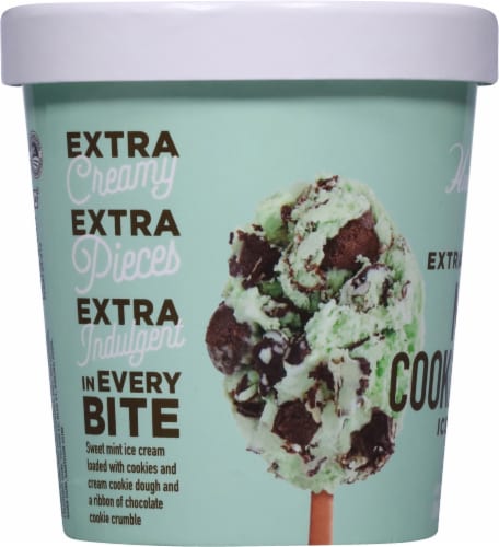 Hudsonville Mint Cookie Dough Ice Cream Pint Perspective: left