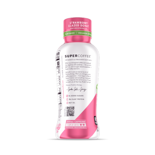 Super Coffee® Strawberry Glazed Donut Plant-Based Energy Drink Perspective: left