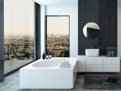 Hamilton Hills 24  Round Natural Brushed Stainless Steel Mirror Perspective: left