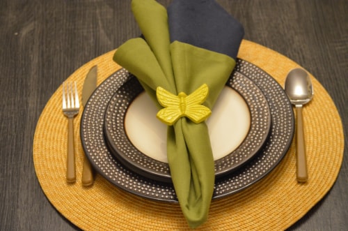 Vibhsa Butterfly Napkin Rings - Yellow Perspective: left