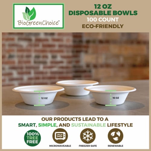 12 oz Eco-Friendly Disposable Soup Bowl (100 Count) Perspective: left