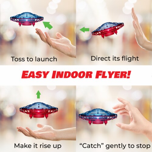 Scoot Combo Hand Operated Drone for Kids or Adults - Red/Blue Perspective: left
