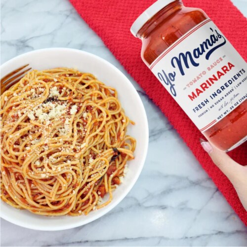 Yo Mama'S Foods Gift Set Includes Marinara Sauce Tomato Basil And Roasted Garlic Perspective: left