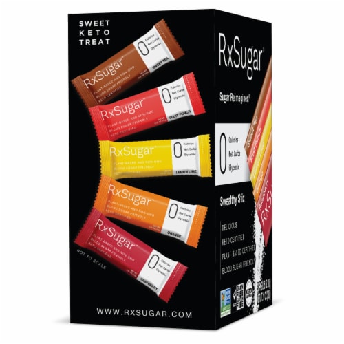RxSugar® Swealthy Stix Flavored Allulose Packets Perspective: left