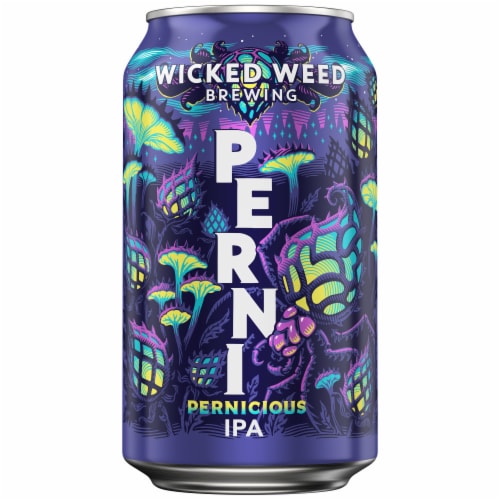 Wicked Weed Pernicious/Perni-Haze/Imperial Perni-Haze Craft IPA Beer Perspective: left