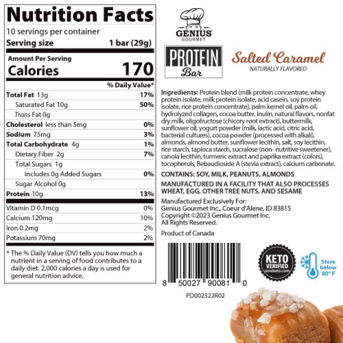 Genius Gourmet® Salted Caramel Protein Bar Perspective: left