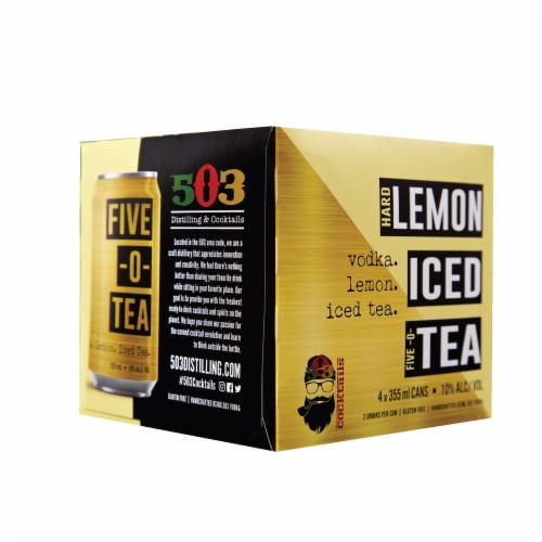 503 Distilling Hard Lemon Iced Five-O-Tea Cocktails Perspective: left