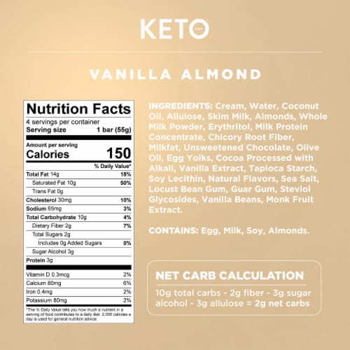 Keto Pint Zero Added Sugar Vanilla Crunch Ice Cream Bar Perspective: left