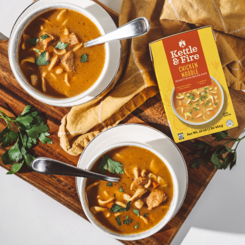 Kettle & Fire Chicken Noodle Bone Broth Soup Perspective: left