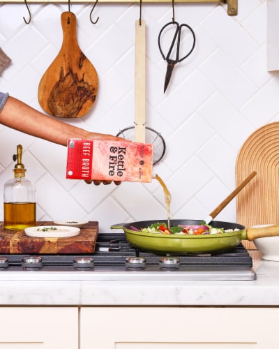 Kettle & Fire Beef Cooking Broth Made with Grass-Fed Beef Bones Perspective: left