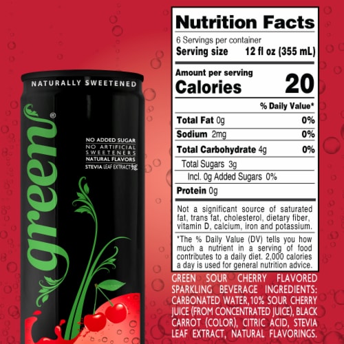 Green® Sour Cherry Soda Cans Perspective: left