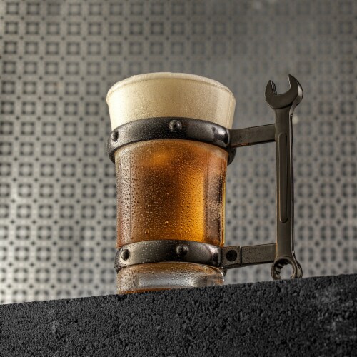 Tools Collection Single Beer Mug, Combo Wrench Handle 17 oz Perspective: left