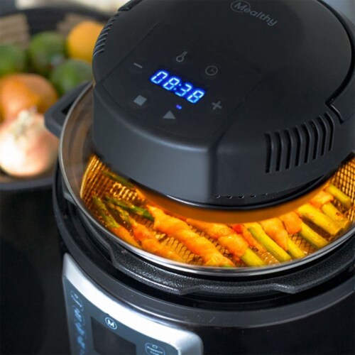 Mealthy CrispLid for Broiling and Air Frying in Pressure Cooker, 6 and 8 Quart Perspective: left
