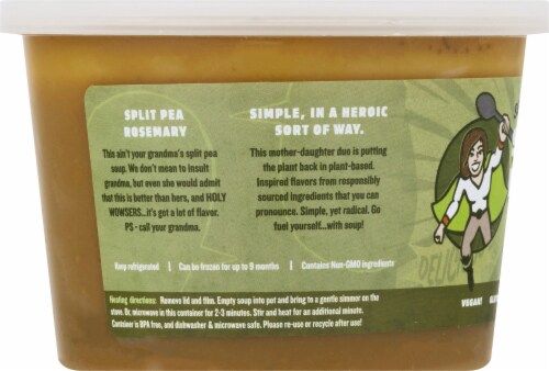 Soupergirl Vegan Split Pea Rosemary Soup Perspective: left