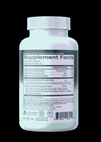 Om® Gently Zen Mushroom Superfood Daily Boost Vegetable Capsules Perspective: left