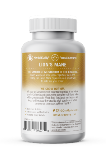 OM Mushroom® Lion's Mane Mushroom Superfood Daily Boost Capsules Perspective: left