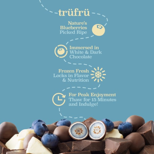Tru Fru Nature's Blueberries Hyper-Chilled in White & Dark Chocolate Perspective: left