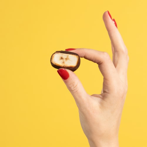 Tru Fru Bananas Hyper-Chilled in Peanut Butter & Dark Chocolate Perspective: left