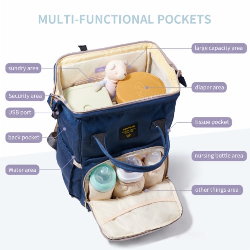 Sunveno Canvas Diaper bag Backpack, Travel Backpack, Vegan Leather Parents Nappy Bag Large Ca Perspective: left