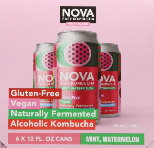 Nova Mint Watermelon Kombucha Alcoholic Beverage Perspective: left