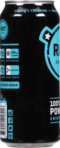 RIOT Berry Plant Based Energy Drink Perspective: left