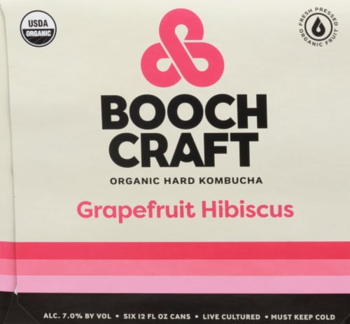 Boochcraft Grapefruit Hibiscus Kombucha Perspective: left