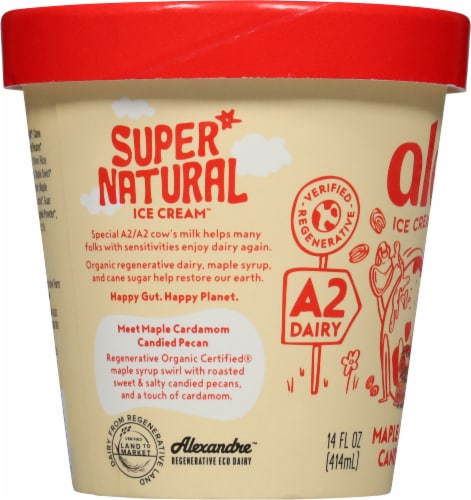 Alec's® Maple Cardamom Candied Pecan Organic Ice Cream Pint Perspective: left