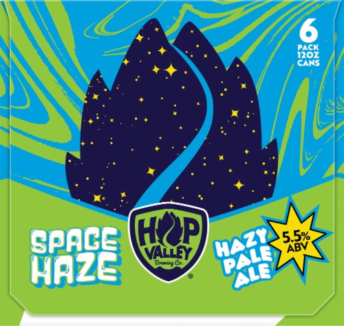 Hop Valley Spaze Haze Hazy Pale Ale Beer Cans Perspective: left