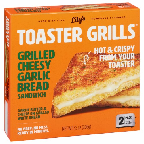 Lily's Toaster Grills® Grilled Cheesy Garlic Bread Sandwiches Perspective: left