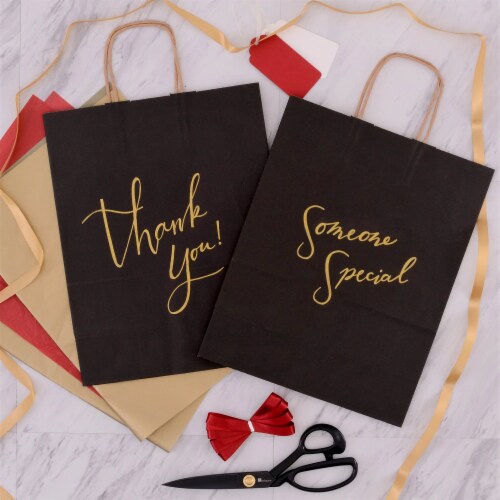 Prime Line Packaging Black Kraft Paper Bags with Handles Retail