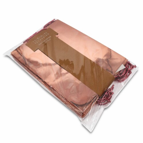 Large Rose Gold Foil Gift bags with Handles, Designer Solid Rose