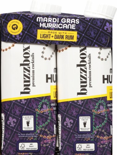 Buzzbox Mardi Gras Hurricane Boxed Cocktail Multipack Perspective: left