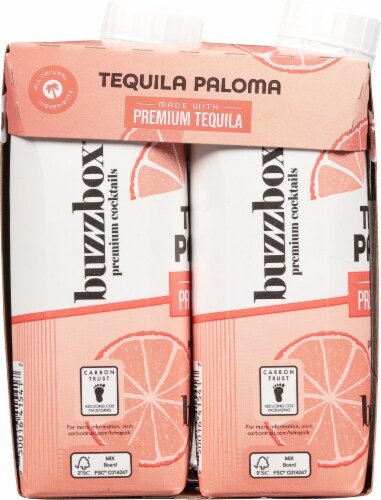 Buzzbox® Tequila Paloma Premium Cocktail Bottles Perspective: left