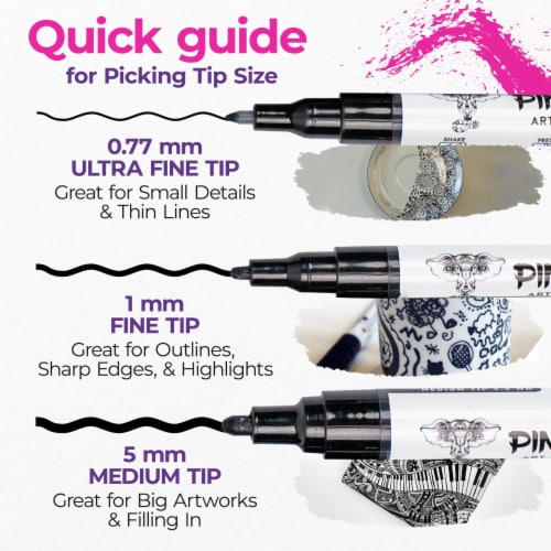 PINTAR Black & White Markers/Pens Extra Fine Tip for Rock Painting, Wood -  Pack of 6, 0.7mm, 1 - Smith's Food and Drug