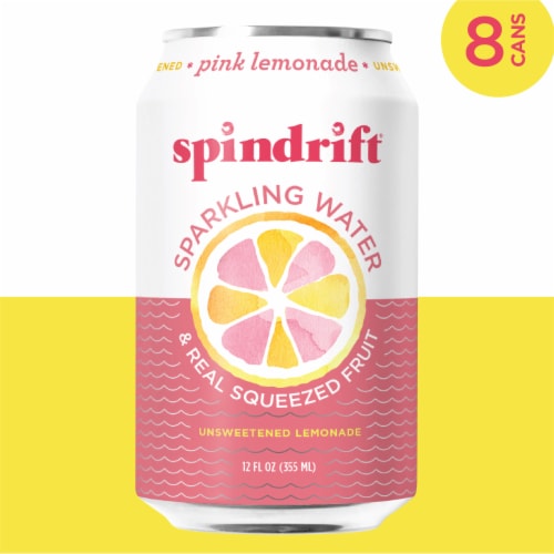 Spindrift® Pink Lemonade Flavored Sparkling Water Cans Perspective: left