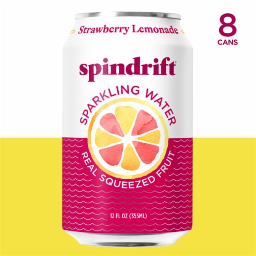 Spindrift® Strawberry Lemonade Flavored Sparkling Water Cans Perspective: left