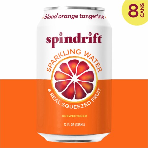 Spindrift® Blood Orange Tangerine Flavored Sparkling Water Cans Perspective: left