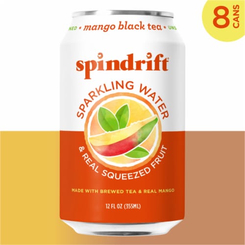 Spindrift® Unsweetened Mango Black Tea Sparkling Water Perspective: left