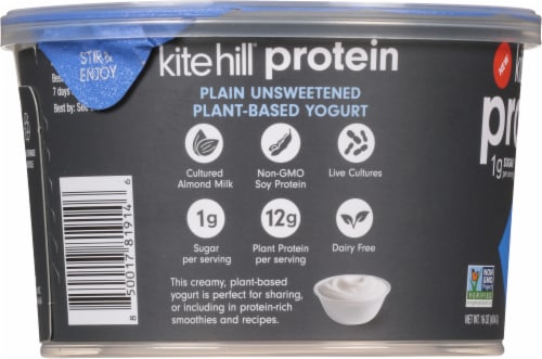 Kite Hill® Dairy Free Protein Plain Unsweetened Plant-Based Yogurt Perspective: left