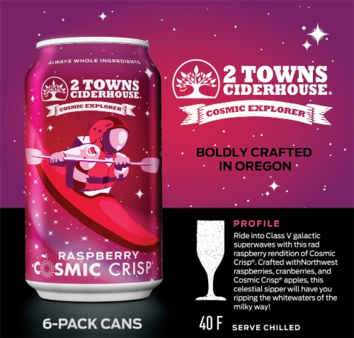 2 Towns Ciderhouse® Cosmic Crisp Imperial Raspberry Craft Beer Perspective: left