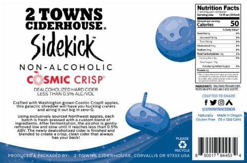 2 Towns Ciderhouse® Sidekick Non-Alcoholic Cosmic Crisp Perspective: left