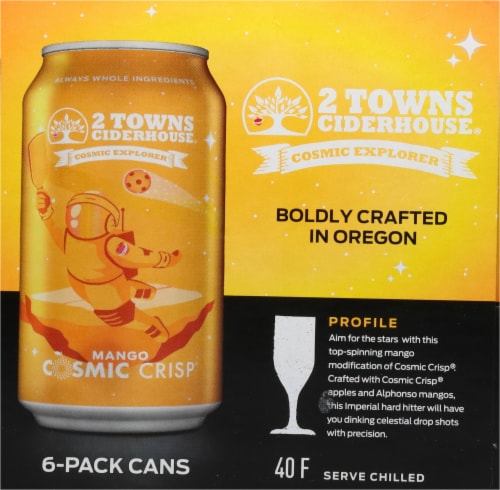 2 Towns Ciderhouse® Mango Cosmic Crisp® Imperial Cider Cans Perspective: left