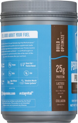 Vital Performance™ Chocolate Protein Powder Perspective: left