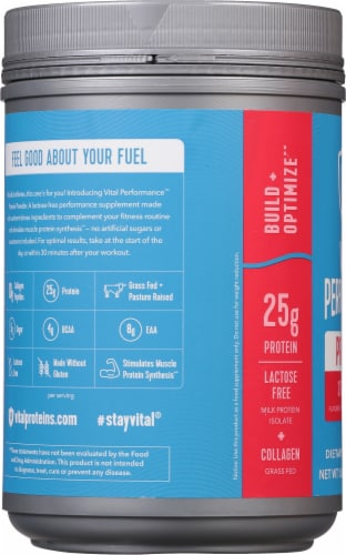 Vital Performance™ Strawberry Protein Powder Perspective: left