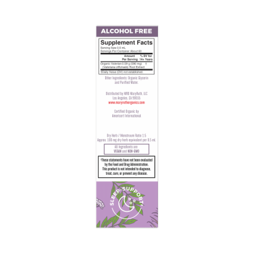 Maryruth's® Organic Valerian Root Liquid Extract Dietary Supplement Perspective: left