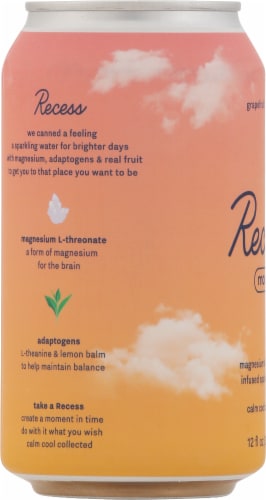Recess Mood Grapefruit Tangerine Magnesium and Adaptogen Infused Sparkling Water Can Perspective: left