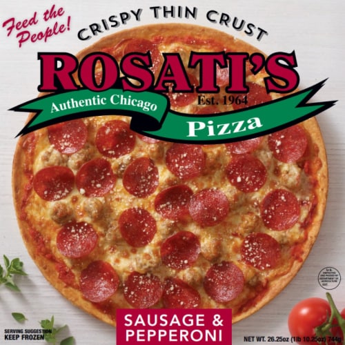 Rosati's Thin Crust Sausage and Pepperoni Pizza Perspective: left